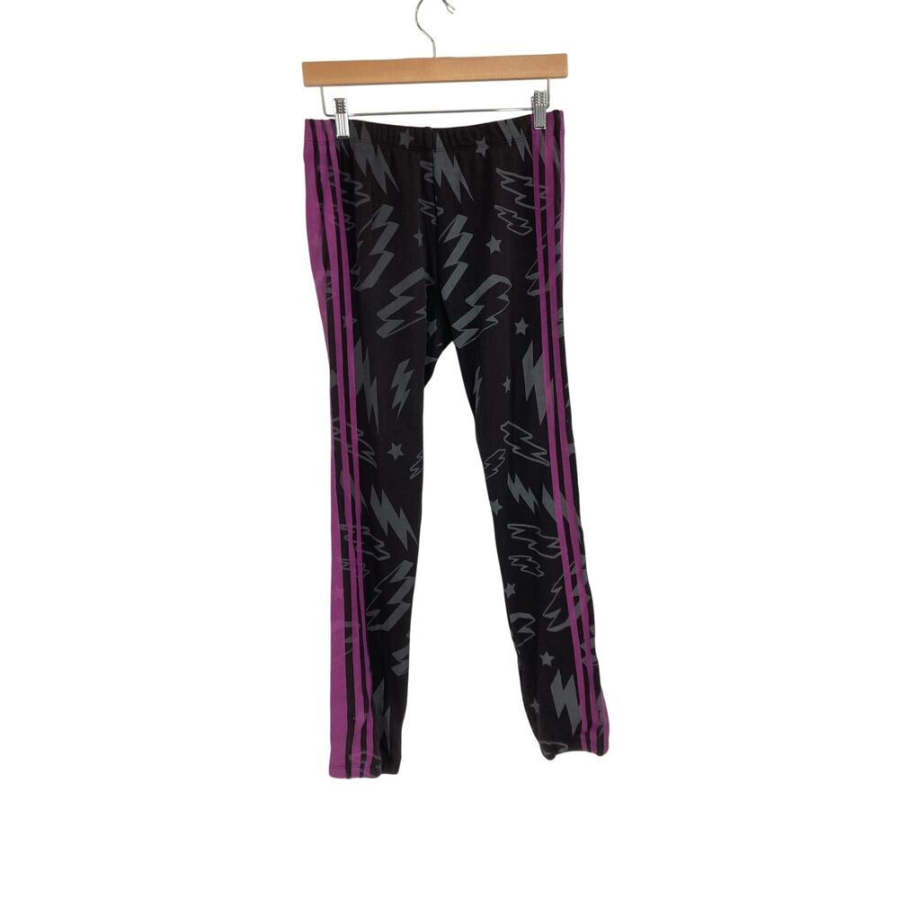 Wildfox Knox Jogger Sweatpants Lightening Bolt Star Print Gray Purple Small NEW